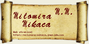 Milomira Mikača vizit kartica